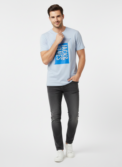 JACK & JONES MEN’S PREMIUM GRAPHIC T-SHIRT | LIGHT BLUE