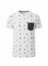 JACK & JONES MEN’S WHITE PRINTED T-SHIRT WITH CONTRAST POCKET | WHITE