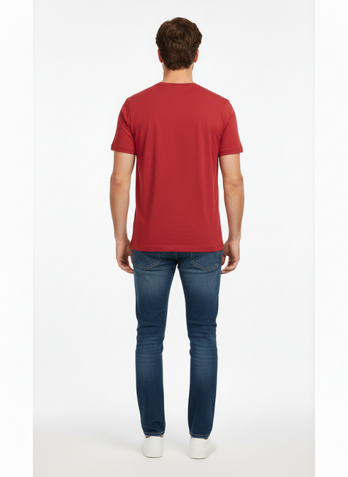 JACK & JONES MEN'S GRAPHIC ROUND NECK T-SHIRT | RED