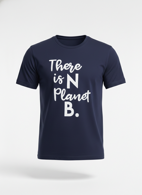 JACK & JONES ''THERE IS NO PLANET B'' PRINTED PREMIUM T-SHIRT FOR MEN | BLUE