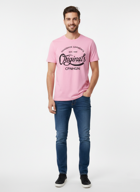 JACK & JONES MEN'S PREMIUM GRAPHIC T-SHIR | PINK