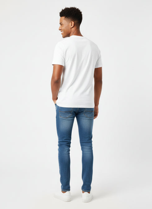JACK & JONES PRINTED ROUND NECK T-SHIRT FOR MEN - '' TAKE WHAT YOU NEED'' | WHITE