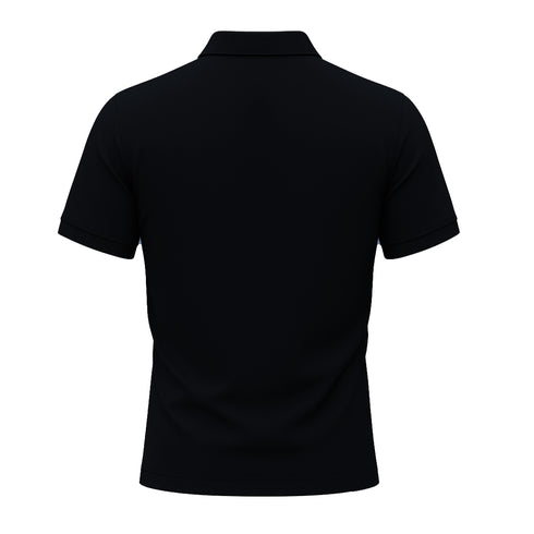 BALMAIN TEXT REVERSE EMBROIDERY POLO SHIRT | NAVY BLUE