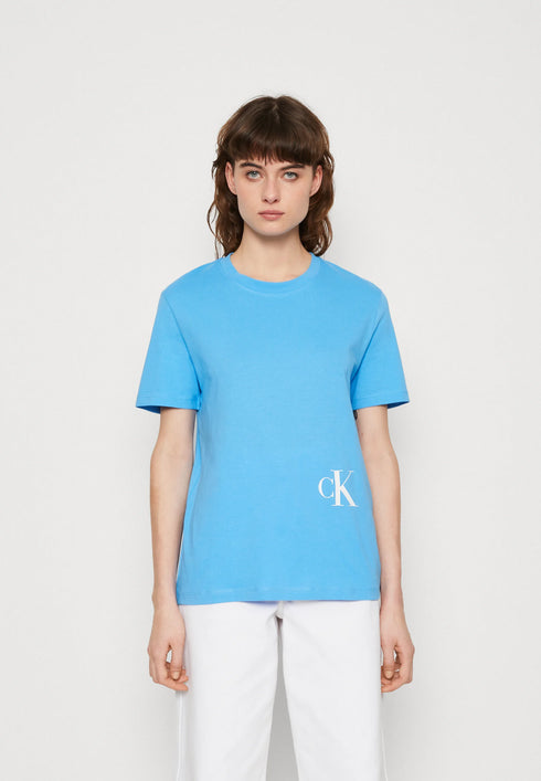 CALVIN KLEIN JEANS-COLOR OFF PLACED MONOGRAM TEE-SHIRT | BLUE CRUSH