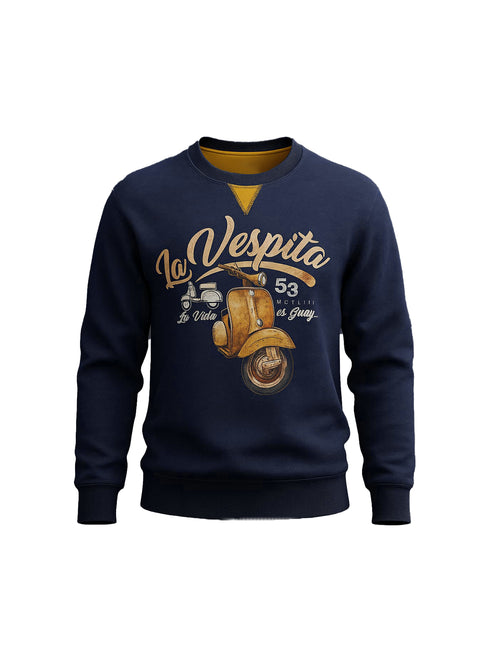 LA VESPITA PREMIUM VINTAGE SCOOTER SWEATSHIRT - NAVY BLUE