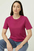 WOMEN'S CREW SHORT SLEEVE TEE NECK T-SHIRT | SOFT CASUAL FUCHSIA PINK