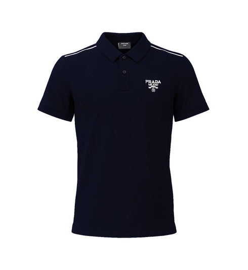 PRADA PIQUE MEN'S POLO EMBROIDERY LOGO | NAVY