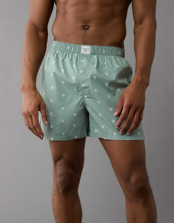 AMERICAN EAGLE MEN'S TINY EAGLES STRETCH BOXER SHORT | LIGHT GREEN
