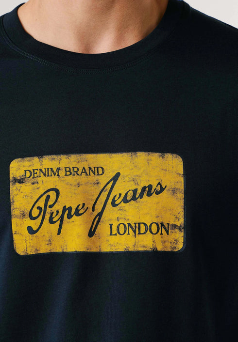 PEPE JEANS BASIC SUEN TEE WITH PRINTED LOGO | NAVY