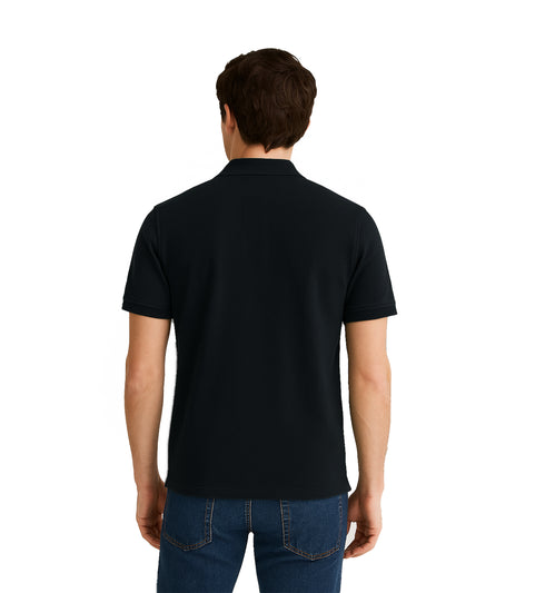 PRADA PIQUE MEN'S PLAIN TRIANGLE LOGO POLO | NAVY