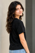ALL BASICS BLACK GRAPHIC PRINT CREW NECK T-SHIRT GIRLS
