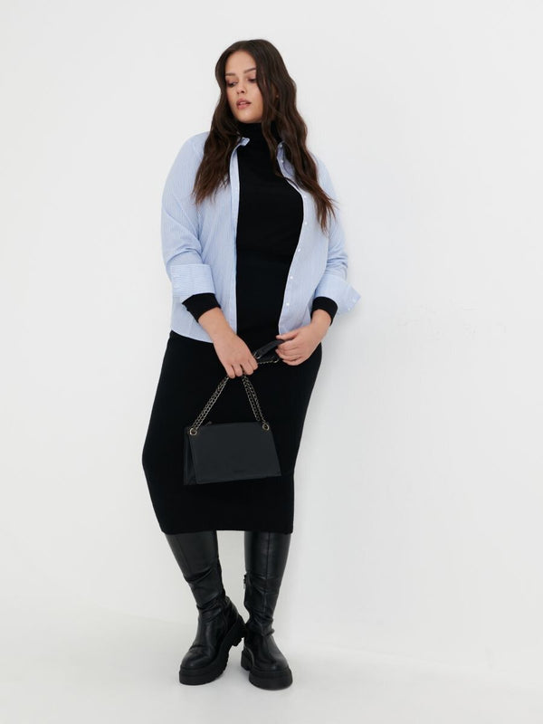 SINSAY CLASSIC SHIRT WOMEN | SKY BLUE / WHITE