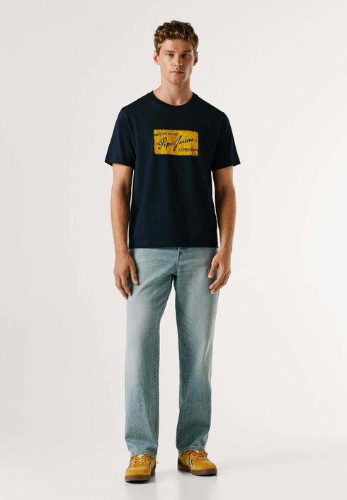 PEPE JEANS BASIC SUEN TEE WITH PRINTED LOGO | NAVY