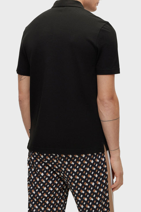 HUGO BOSS REGULAR-FIT POLO SHIRT WITH EMBROIDERED LOGO | BLACK