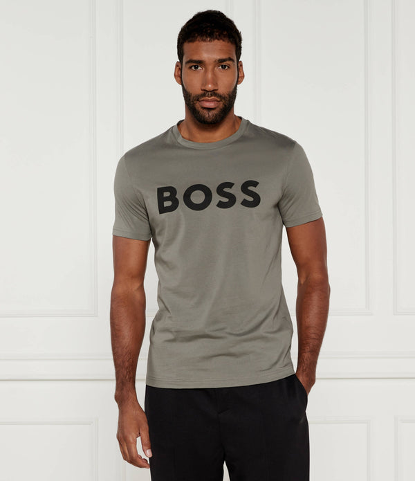 HUGO BOSS COTTON JERSEY REGULAR-FIT T-SHIRT WITH SPF 50+ UV PROTECTION | DARK GREY