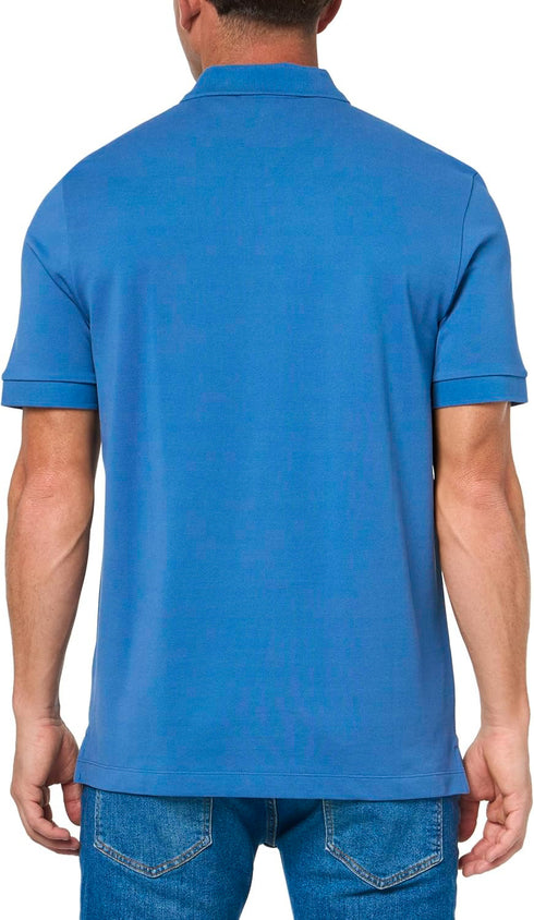 HUGO BOSS COTTON - PIQUE POLO SHIRT WITH LOGO PRINT | BLUE