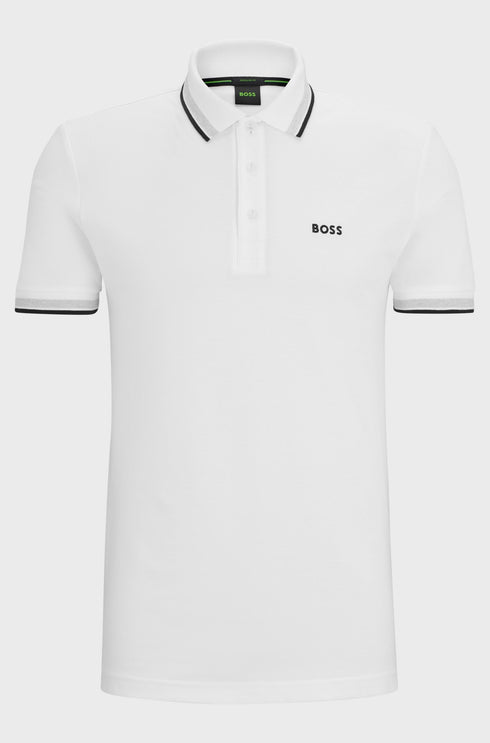 HUGO BOSS PADDY STRETCH-COTTON POLO SHIRT | WHITE