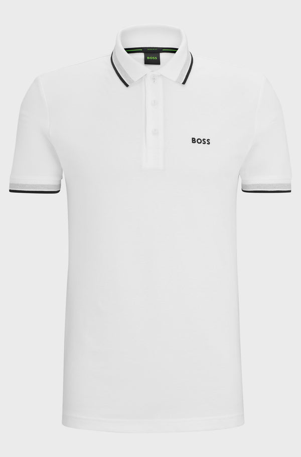 HUGO BOSS PADDY STRETCH-COTTON POLO SHIRT | WHITE