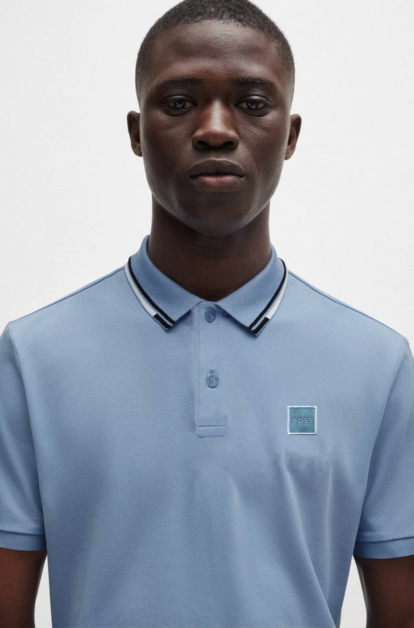 HUGO BOSS POLO SHIRT WITH EMBROIDERED LOGO | SKY BLUE