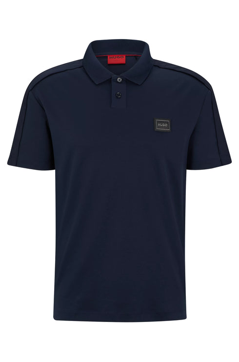 HUGO BOSS INTERLOCK-COTTON POLO SHIRT WITH FRAMED LOGO | NAVY