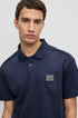 HUGO BOSS INTERLOCK-COTTON POLO SHIRT WITH FRAMED LOGO | NAVY