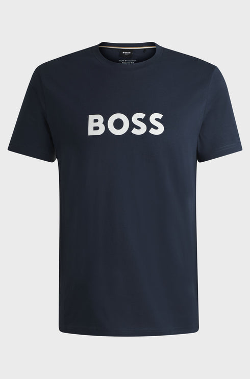 HUGO BOSS COTTON JERSEY REGULAR-FIT T-SHIRT WITH SPF 50+ UV PROTECTION | DARK BLUE
