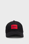 HUGO BOSS COTTON-TWILL CAP WITH RED LOGO LABEL | BLACK