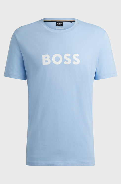 HUGO BOSS COTTON JERSEY REGULAR-FIT T-SHIRT WITH SPF 50+ UV PROTECTION | LIGHT BLUE