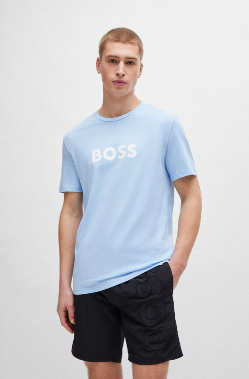 HUGO BOSS COTTON JERSEY REGULAR-FIT T-SHIRT WITH SPF 50+ UV PROTECTION | LIGHT BLUE