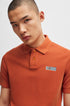 HUGO BOSS COTTON - PIQUE POLO SHIRT WITH LOGO PRINT | WINE COLOR