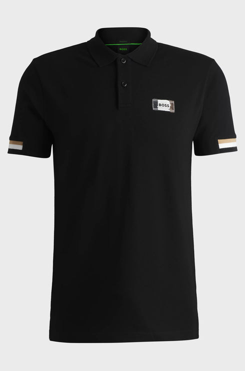HUGO BOSS PADDY OPEN POLO SHIRT | BLACK
