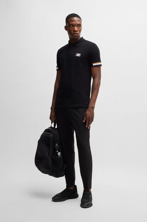 HUGO BOSS PADDY OPEN POLO SHIRT | BLACK