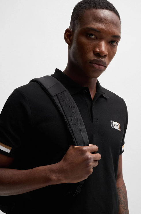 HUGO BOSS PADDY OPEN POLO SHIRT | BLACK