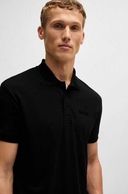 HUGO BOSS PADDY STRETCH-COTTON POLO SHIRT | BLACK