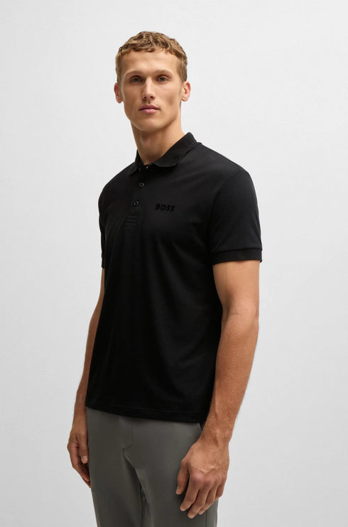 HUGO BOSS PADDY STRETCH-COTTON POLO SHIRT | BLACK