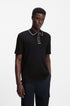 HUGO BOSS LUXURY CUXURY COTTON POLO SHIRT WITH CONTRAST TRIMS | BLACK