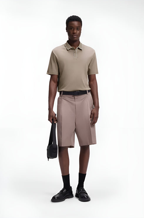 HUGO BOSS LUXURY CUXURY COTTON POLO SHIRT WITH CONTRAST TRIMS | BROWN