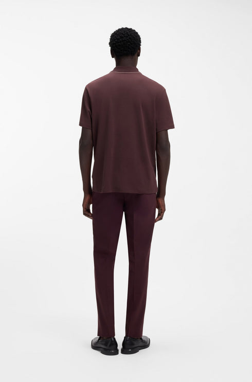 HUGO BOSS LUXURY CUXURY COTTON POLO SHIRT WITH CONTRAST TRIMS | DARK MAROON