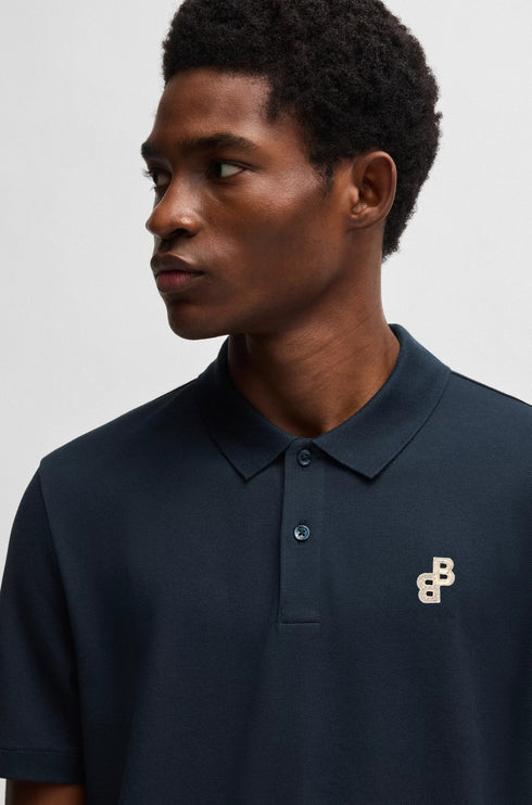 HUGO BOSS REGULAR-FIT POLO SHIRT WITH EMBROIDERED LOGO | NAVY