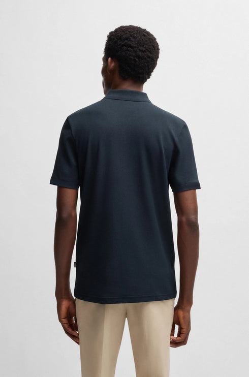 HUGO BOSS REGULAR-FIT POLO SHIRT WITH EMBROIDERED LOGO | NAVY