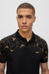 HUGO BOSS PAULE SLIM FIT GEOMETRIC POLO | BLACK