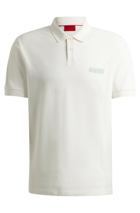 HUGO BOSS COTTON - PIQUE POLO SHIRT WITH LOGO PRINT | WHITE