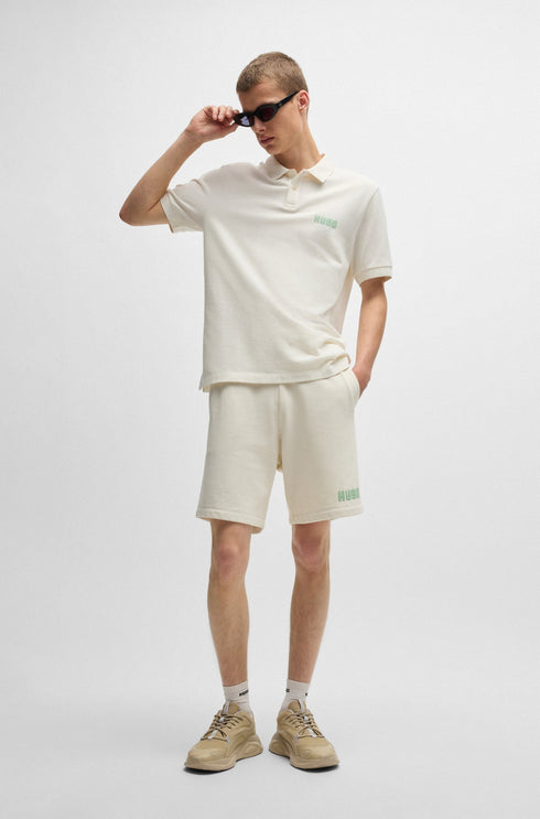 HUGO BOSS COTTON - PIQUE POLO SHIRT WITH LOGO PRINT | WHITE