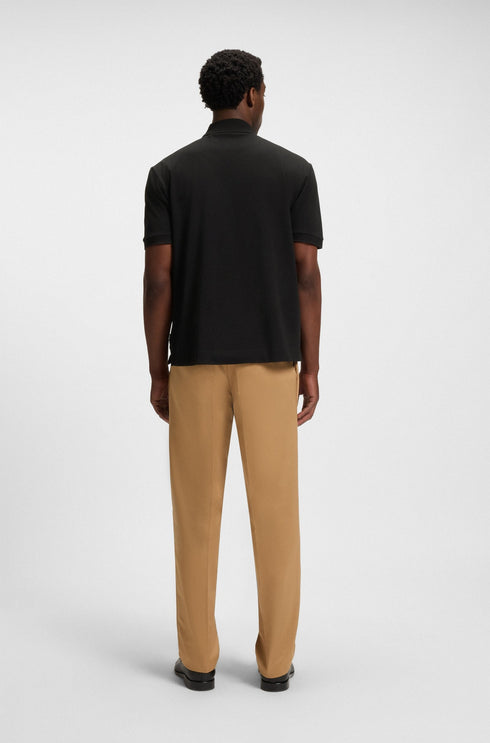 HUGO BOSS COTTON PIQUE POLO SHIRT WITH DOUBLE B MONOGRAM | BLACK
