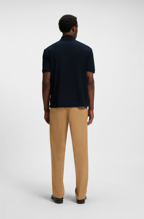 HUGO BOSS COTTON PIQUE POLO SHIRT WITH DOUBLE B MONOGRAM | DARK BLUE