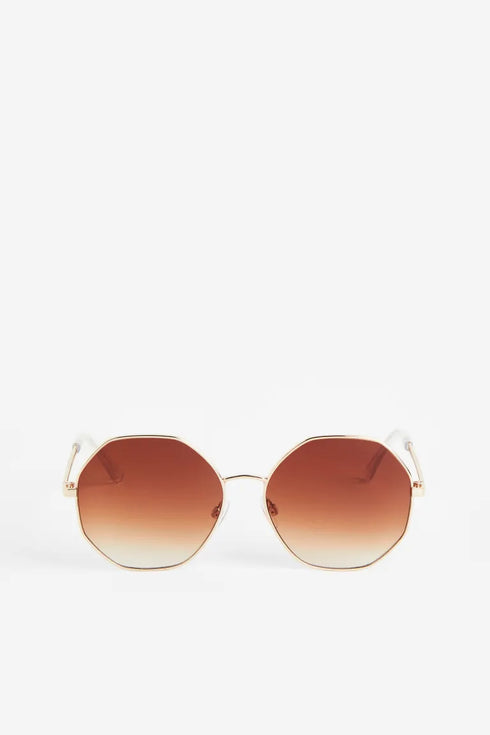 H&M SLIM-FRAME SUNGLASSES BROWN / GOLD