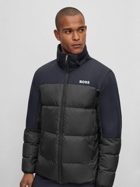 HUGO BOSS MEN’S PUFFER JACKET PREMIUM WINTER OUTER WEAR | BLACK & NAVY