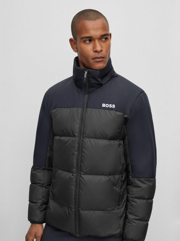 HUGO BOSS MEN’S PUFFER JACKET PREMIUM WINTER OUTER WEAR | BLACK & NAVY