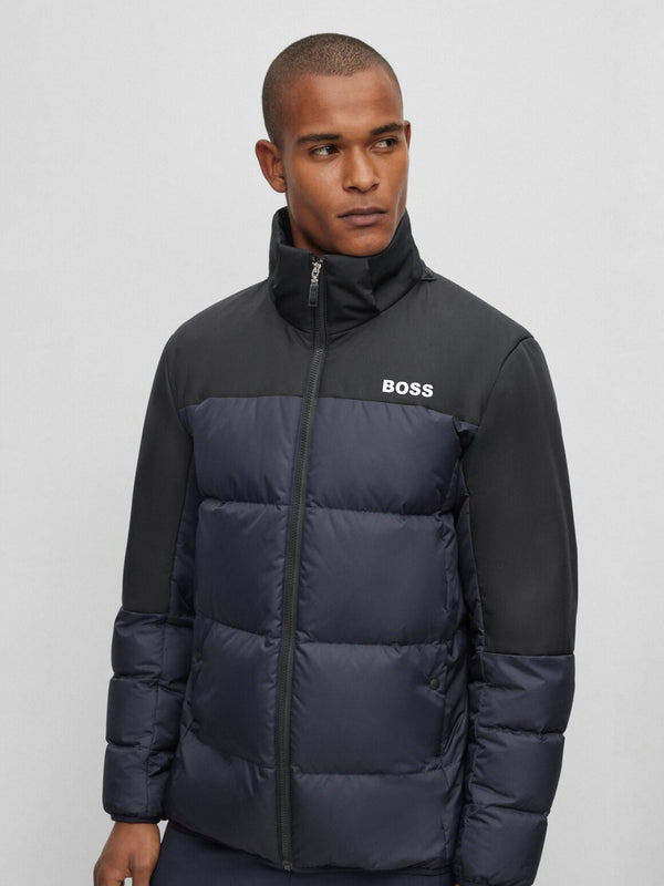 HUGO BOSS MEN’S PUFFER JACKET PREMIUM WINTER OUTER WEAR | BLACK & NAVY