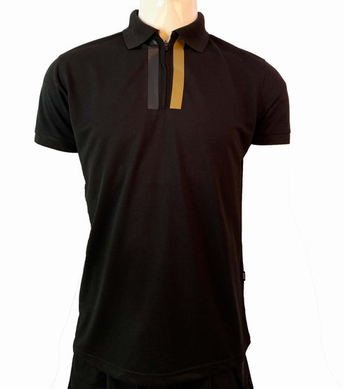 HUGO BOSS MERCERISED-COTTON POLO SHIRT | BLACK